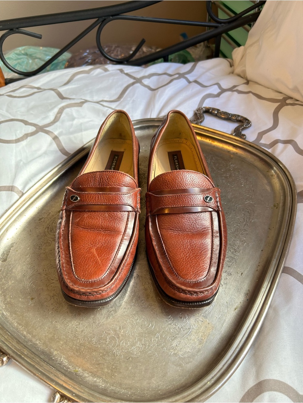 Vintage 80’s Florsheim Imperial peppled leather loafer. Made in Brazil. Mens 10